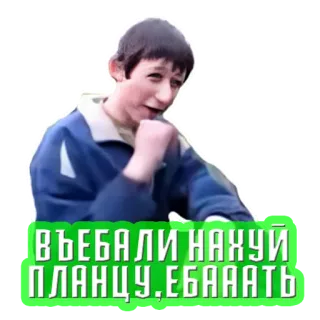 🤙 ВЪЕБАЛИ НАХУЙ ПЛАНЦУ, ЕБАААТЬ swear, offensive, meme, angry telegram sticker