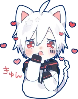 😍 きゅん Anime, Chat, Mignon, Kawaii, Coeurs telegram sticker
