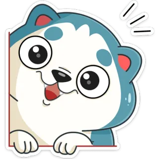 😊 hond, husky, dier, schattig, cartoon, sticker telegram sticker