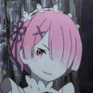 🍓 Ram Re:Zero Anime, Ram, Re:Zero, Capelli rosa, Ragazza anime, Waifu telegram sticker