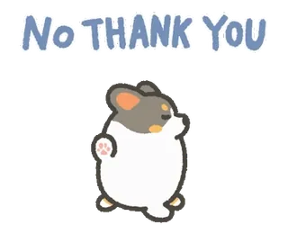 😶 NO THANK YOU hond, schattig, nee, bedankt, wandelen, cartoon telegram sticker