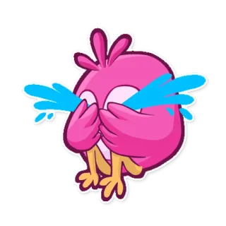 😭 bird, crying, tears, sad, emotional, pink, cartoon telegram sticker