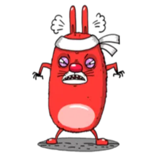 😤 coniglio, cartone animato, arrabbiato, divertente, personaggio whatsapp sticker