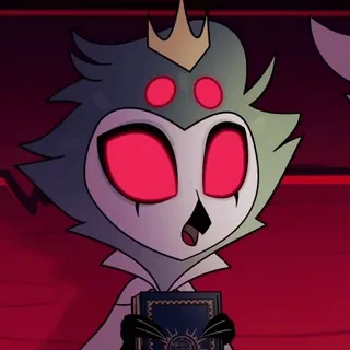😂 Stolas Helluva Boss Cartoon, Eule, Dämon, Krone, Buch, Helluva Boss telegram sticker