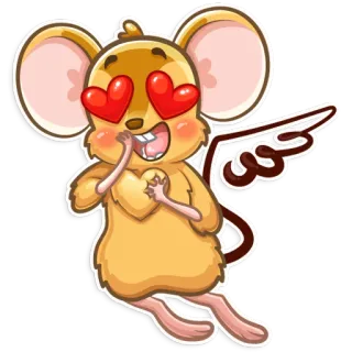 😍 rato, desenho animado, animal, amor, coração, fofo, kawaii, adesivo whatsapp sticker