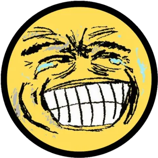 😆 Émoji, Rire, Expression, Drôle, Mème, Jaune, Visage telegram sticker