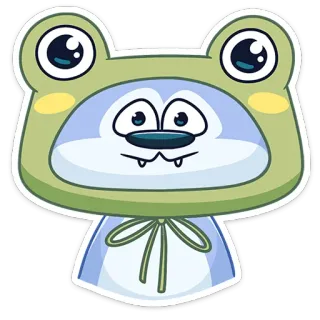 🐸 животное, мультфильм, милый, лягушка, шляпа, наклейка telegram sticker