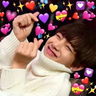 ❤️ amour, coeurs, finger heart, k-pop, emoji, mignon, expression, personne telegram sticker