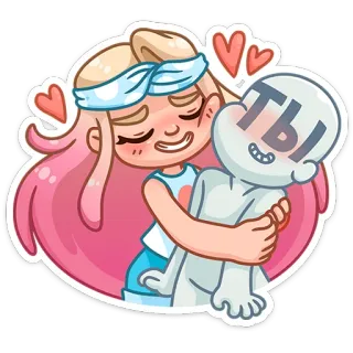 🤗 ТЫ amour, câlin, mignon, dessin animé, coeurs telegram sticker