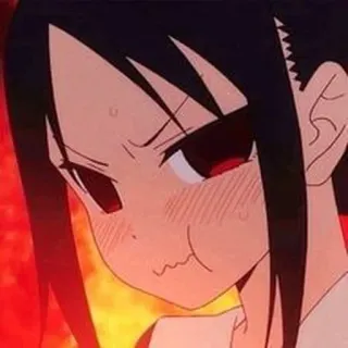 ❤️ Anime, Zły/zła, Kreskówka, Dziewczyna, Czerwony, Twarz, Wyraz telegram sticker