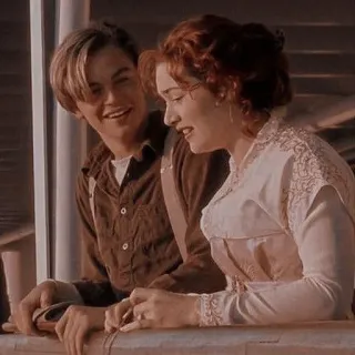 💔 Jack Dawson and Rose DeWitt Bukater Titanic romance, película, Titanic, amor, pareja, vintage whatsapp sticker