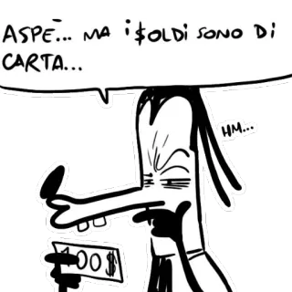 💸 ASPE... MA I $OLDI SONO DI CARTA... desenho animado, dinheiro, personagem, humor telegram sticker