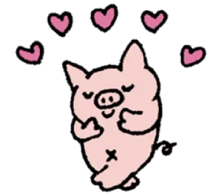 🥰 cerdo, lindo, animal, dibujos animados, corazones, amor, rosa telegram sticker