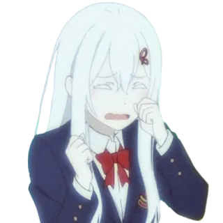 😭 Echidna Re:Zero Anime, Equidna, Llorando, Re:Zero, Pelo Blanco, Uniforme Escolar whatsapp sticker