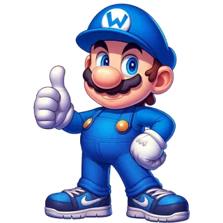 👍 Mario 马里奥, 电子游戏, 角色, 蓝色, 瓦里奥 telegram sticker