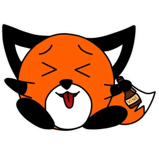 🍺 VINE キツネ, 漫画, 酔っ払い, 動物, ステッカー telegram sticker