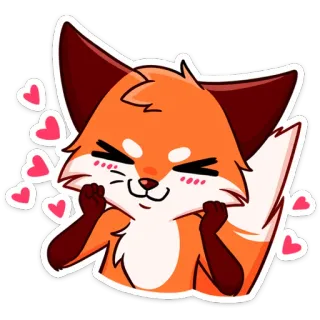 ☺️ zorro, dibujos animados, lindo, animal, corazón, amor, kawaii telegram sticker