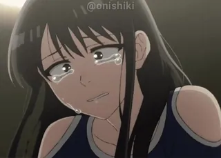 😢 @onishiki 动漫, 悲伤, 哭泣, 女孩, 情绪化 whatsapp sticker
