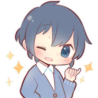 😉 애니메이션, 귀여운, 치비, 윙크, 반짝임 telegram sticker