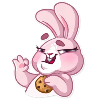 👌 Hase, Kaninchen, Keks, süß, rosa, Cartoon telegram sticker