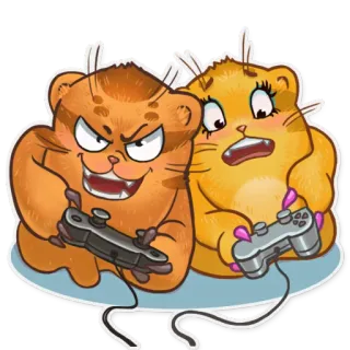 👫 jogo, gaming, gamer, desenho animado, fofo, animais, controles, diversão telegram sticker