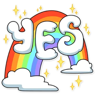 ✅ YES ya, pelangi, bintang, awan, positif, afirmatif telegram sticker