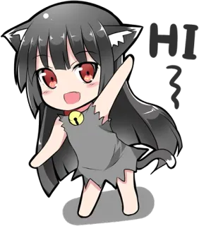 👋 HI Аниме, Нян, Чиби, Каваи, Милый, Привет, Приветствие telegram sticker