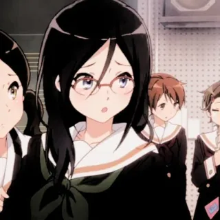 💗 anime, girl, teen, school uniform, glasses, character whatsapp sticker