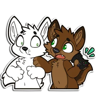 🎮 furry, anthropomorphic, animals, gaming, controller, surprised, cartoon, stickers telegram sticker