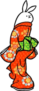 👘 rabbit, kimono, japanese, animal, cartoon, traditional clothing telegram sticker