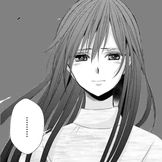 ☺️ ........ anime, manga, femme, cheveux longs, triste, pensive whatsapp sticker