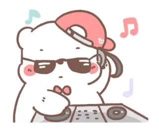 💬 Desenho animado, Urso, DJ, Música, Fofo, Adesivo telegram sticker