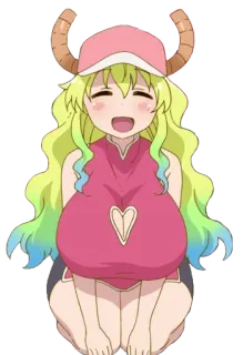😁 Lucoa Miss Kobayashi's Dragon Maid Anime, Draak, Kawaii, Schattig, Horens, Fanart whatsapp sticker