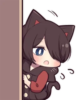 😮 Chibi, Anime, Spaventato, Orecchie da gatto, Cartone animato, Personaggio, Kawaii whatsapp sticker