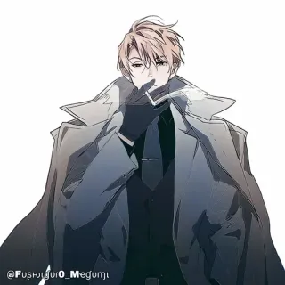 🚬 Anime, Personaje, Fumando, Hombre, Gabardina, Cigarrillo whatsapp sticker