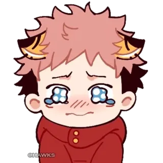 🥺 @HAWKS kawaii, Anime, Katzenohren, weinend, traurig, Fanart, Illustration telegram sticker
