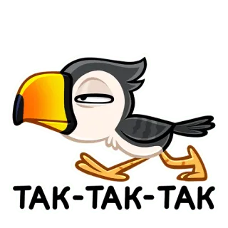 😔 TAK-TAK-TAK pássaro, papagaio-do-mar, andando, desenho animado, animal telegram sticker
