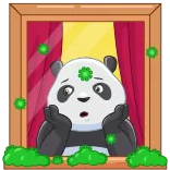 🦠 panda, fenêtre, coronavirus, virus, dessin animé, ennuyé, triste whatsapp sticker