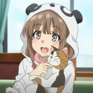 🪜 Anime, Gadis, Kucing, Lucu, Panda, Hoodie whatsapp sticker