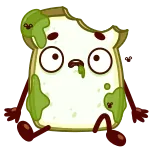 🤢 pain, dessin animé, nourriture, toast, drôle whatsapp sticker