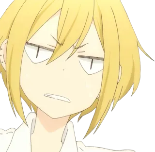 🤨 anime, character, blond hair, smug face, expression telegram sticker