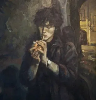 🚬 fumeur, homme, sombre, peinture, portrait, cigarette telegram sticker