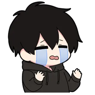 🖤 sad, crying, anime, chibi, cartoon telegram sticker
