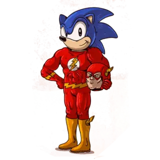 😌 Sonic the Hedgehog Sonic, Flash, crossover, mashup, fan art, cartoon telegram sticker