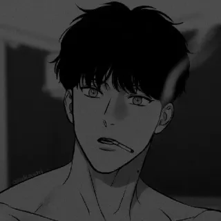 ⬛ 动漫, 漫画, 吸烟, 肖像, 黑白, 男人 telegram sticker