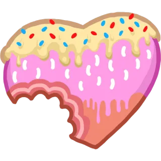 ❤ donat, hati, manis, makanan, hidangan penutup, hari valentine telegram sticker