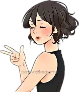 😌 animestickerchannel Anime, Fille, Signe de paix, Sticker telegram sticker