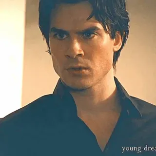 🍷 Damon Salvatore The Vampire Diaries vampiro, Ian Somerhalder, serie de TV, sobrenatural, drama telegram sticker