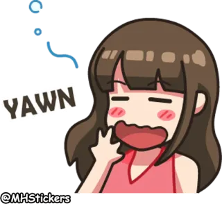 🥱 YAWN yawn, sleepy, tired, exhausted, cartoon, girl telegram sticker
