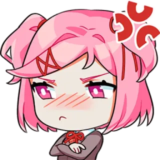 😠 Natsuki Doki Doki Literature Club! Anime, Mangá, Fofo, Bravo, Tsundere, DDLC, Doki Doki Literature Club telegram sticker